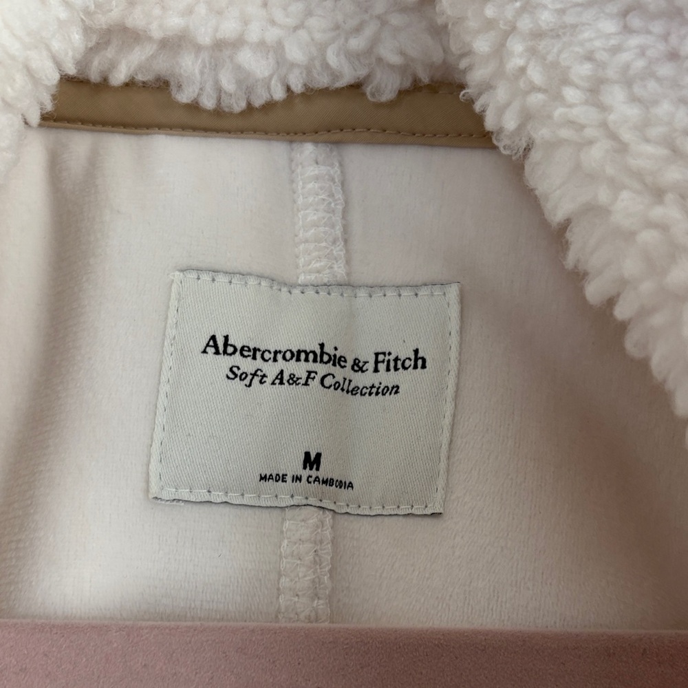 Abercrombie & Fitch Cinched Cocoon Sherpa jacket/coat M - Picture 2 of 4